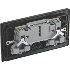 British General Evolve 13A 2-Gang SP Switched Socket Grey with Black Inserts -British General Switches & Sockets Store 976RF A4