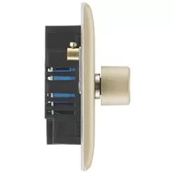 British General Nexus Metal 2-Gang 2-Way LED Trailing Edge Double Push Dimmer Switch with Rotary Control Pearl Nickel with Colour-Matched Inserts -British General Switches & Sockets Store 986PY A5