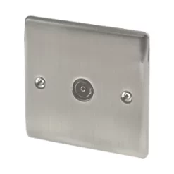 British General Nexus Metal Coaxial TV Socket Brushed Iridium